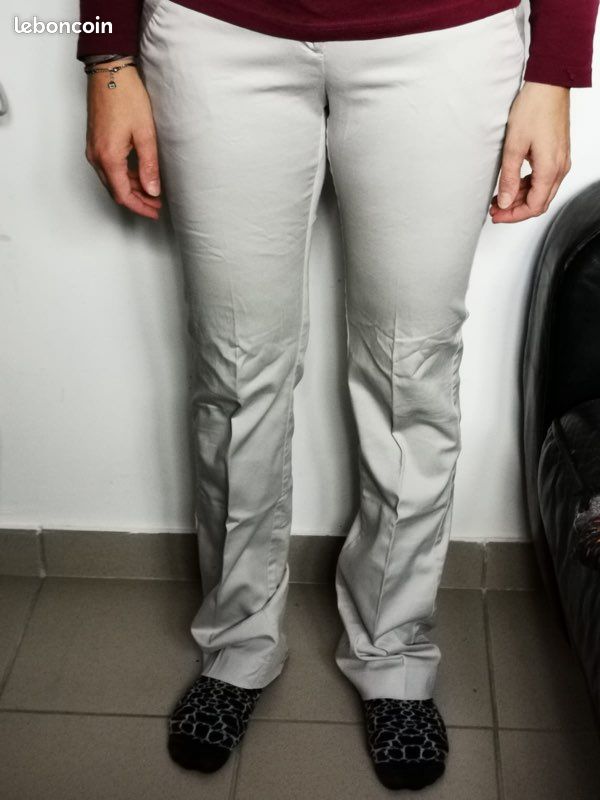 Pantalon à pinces beige Promod 36 (image 1)