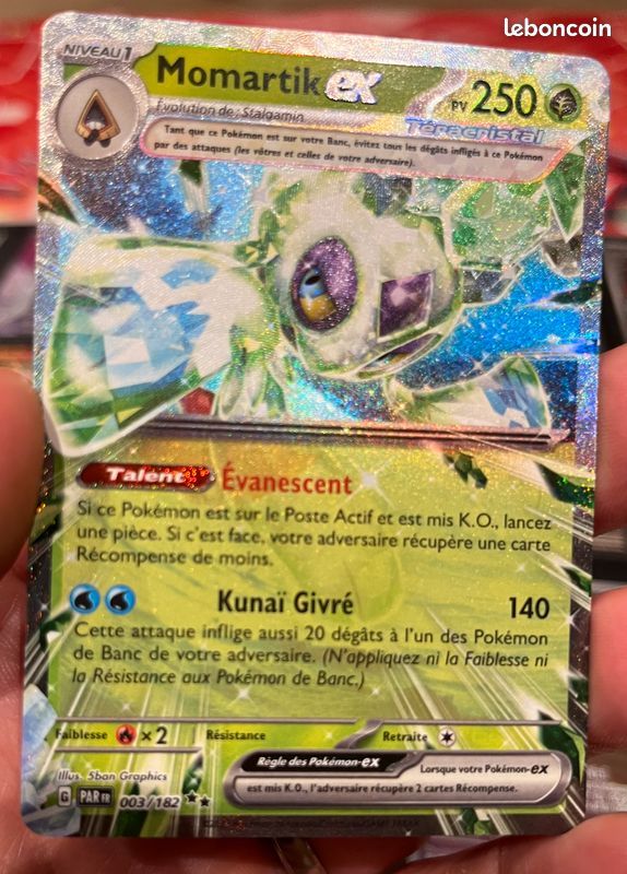 Carte Pokémon - Momartik EX - 003/182 - Double rare - PAR FR (image 1)