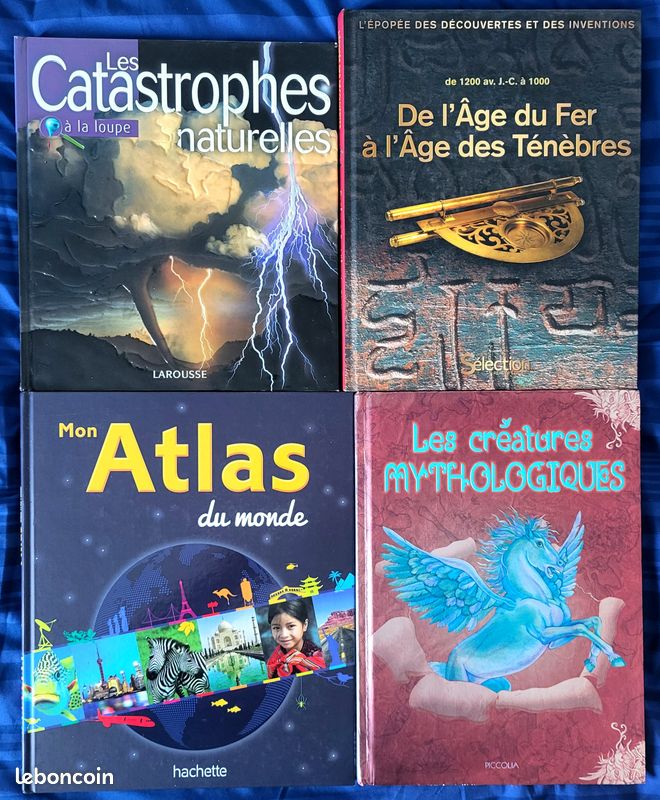 PREHISTOIRE + ATLAS + MYTHOLOGIE + NATURE lot de 4 livres éducatifs enfant / Ado (image 1)