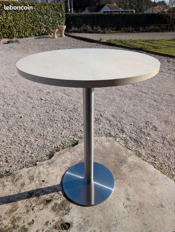 Table ronde bar bois et metal (image 1)