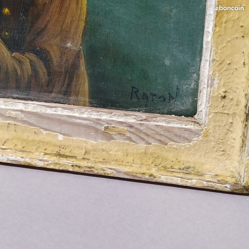 Tableau peinture couple de Breton signé Raton (image 8)