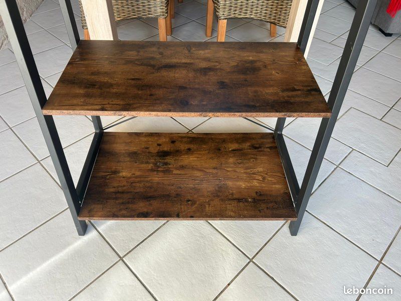 Meuble d'entrée avec porte manteau intégré et étagères style industrie