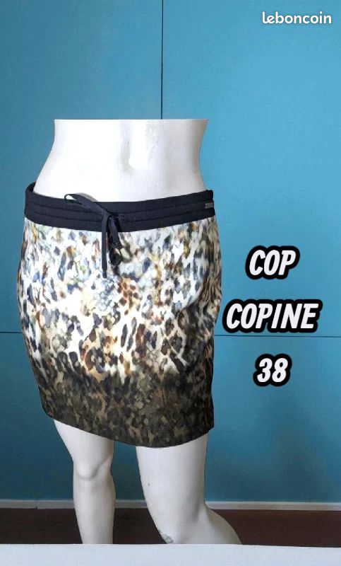 Jupe Mini Noire à Rayures Cop Copine Taille 38 | Occasion En Très Bon état | Style Vintage Casual