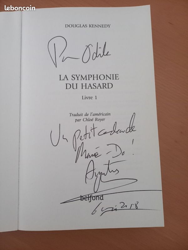 Dedicace Douglas Kennedy la Symphonie du hasard livre1 (image 1)