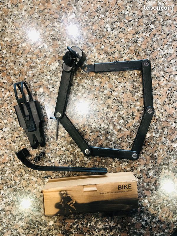 Antivol Vélo Pliable ROCKBROS – Cadenas à Clé Avec Support, 67 Cm, Résistant Aux Vols