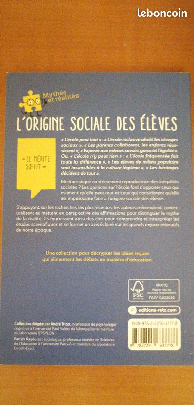 Livre L'origine sociale des élèves neuf (image 2)