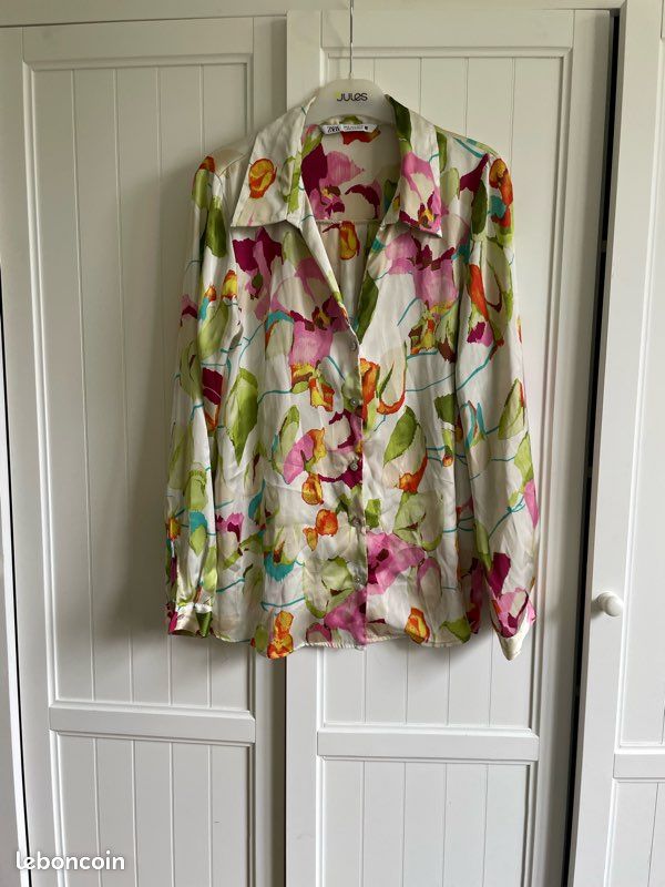 Chemisier Zara Vert Fleuri - Taille M - Occasion En Très Bon état