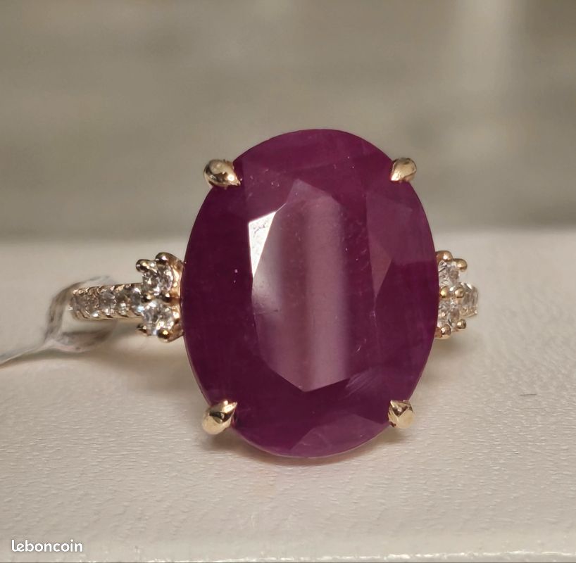 Bague Or 18 Carats Avec Rubis - Magnifique Bague Cocktail, Taille 58, 1.53g, Occasion
