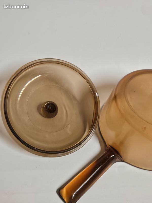 Cocotte Haute CORNING VISION 2,5L Verre Ambré Avec Couvercle - Vintage