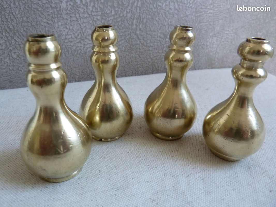 8 Embouts De Cordon De Rideaux Anciens - Bronze Ou Laiton Doré - Occasion