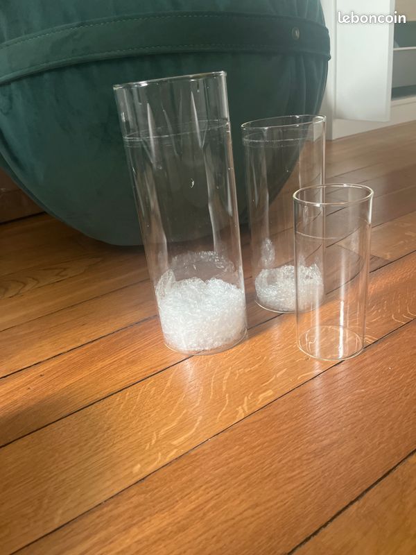 22 trio de Photophores avec bougies flottantes (image 1)