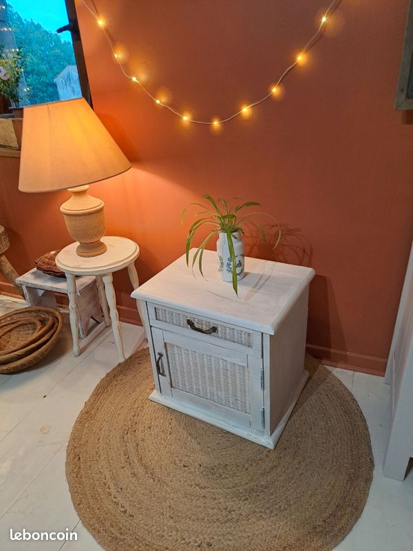 Chevet table de nuit bois blanc (image 2)