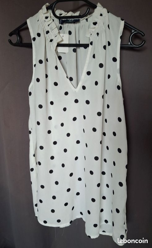 Haut White House Black Market à Pois Blancs - Taille XS - Occasion état Correct
