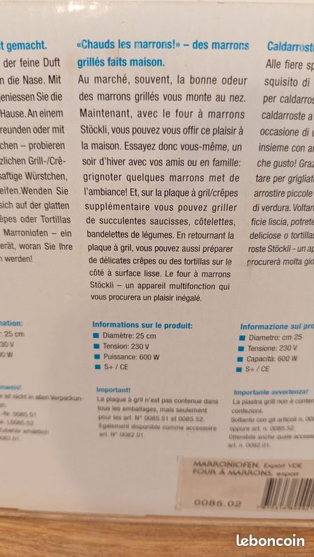 Neuf four à marrons Stockli (image 3)