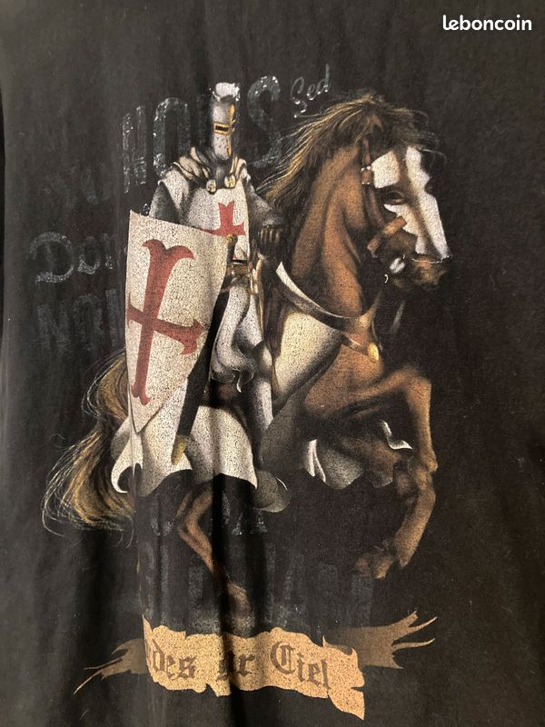 Tee Shirt noir avec motif Chevalier Taille XS (Adulte/enfant) (image 2)