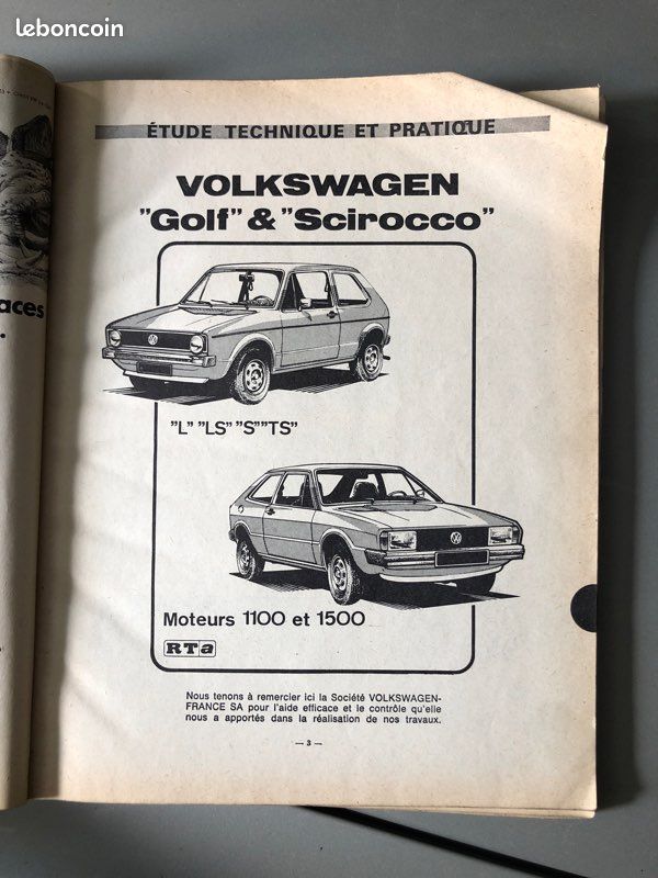 RTA N° 350 Volkswagen Golf et Scirocco Peugeot 404 (image 3)