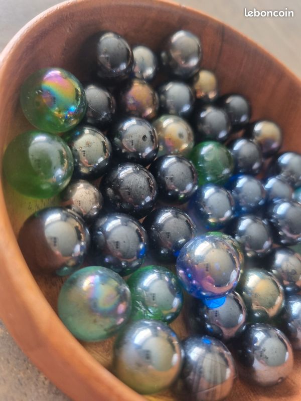 2 Billes Nacrées Baleines En Verre – Diamètre 42 Mm – Billes De Collection Ou Jeux
