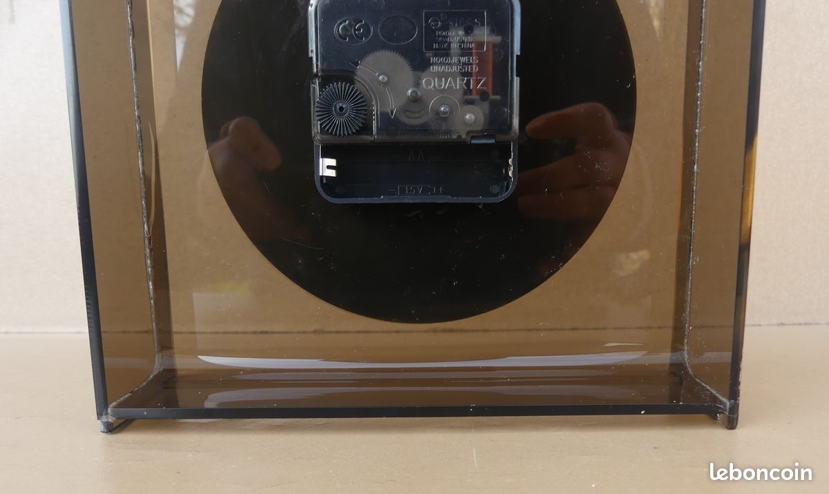 Pendule CADILLAC vintage plexi fumé noir ancienne pendulette horloge cuisine salon MARCHE (image 12)