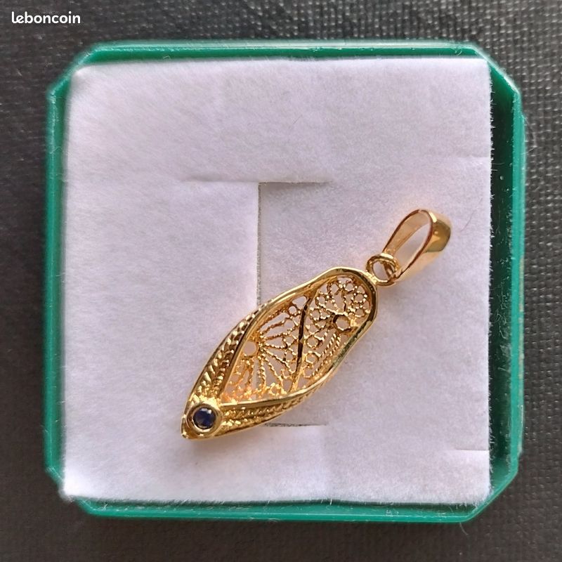Pendentif Berbère En Forme De Babouche (chausson) - Argent Sterling Testé - Occasion
