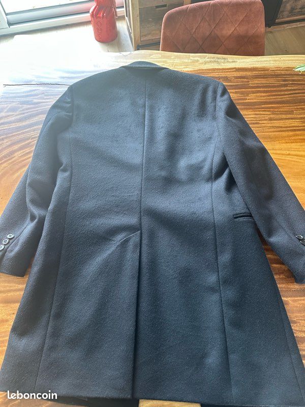 Manteau noir homme laine/cachemire T48 (image 4)