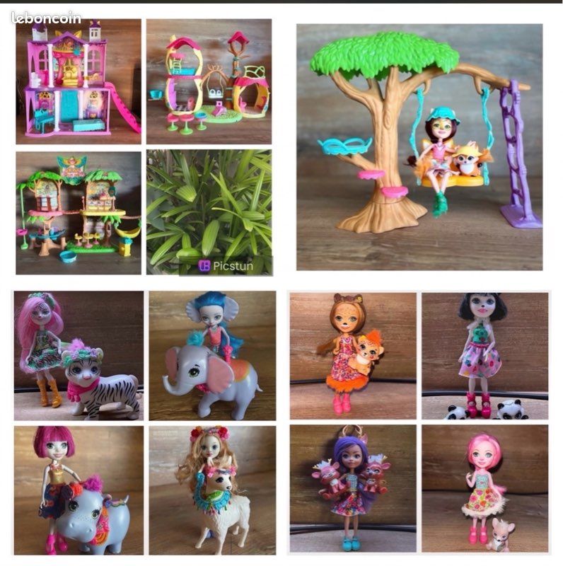 Méga lot D enchantimals 10 poupées avec leurs animaux maison château café et coffrets (image 1)