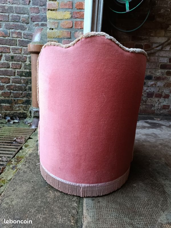🌸 Fauteuil vintage rond en velours rose – roulettes, bon état 🌸 (image 3)