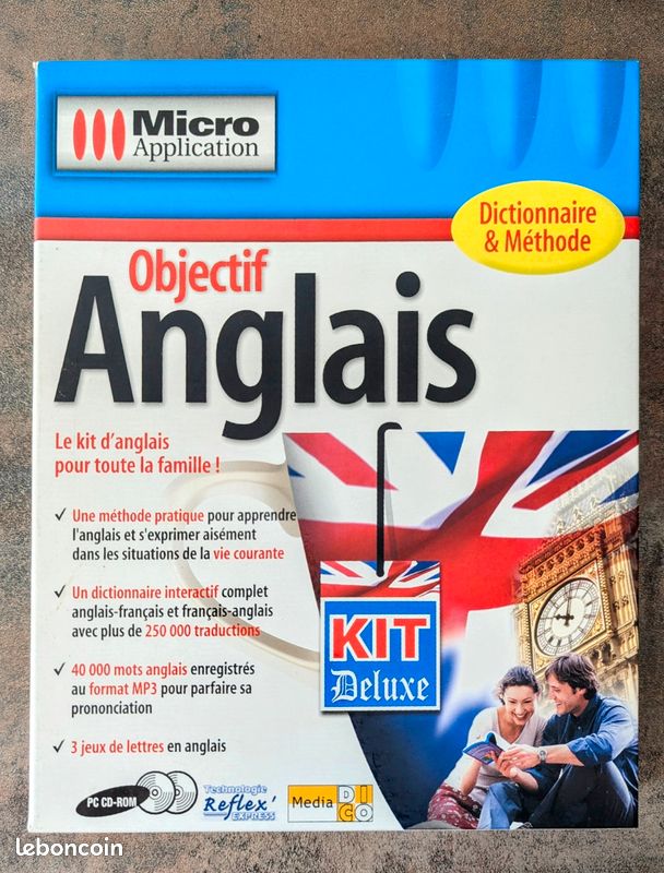 Kit PC d’apprentissage de l’anglais – Objectif Anglais (Micro Application)
Édition KIT Deluxe – Complet et en excellent état (image 1)