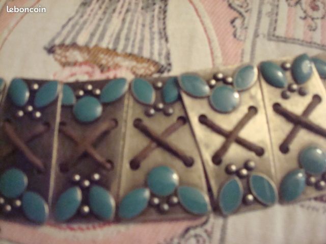 Magnifique ceinture métal émaux turquoises (image 2)