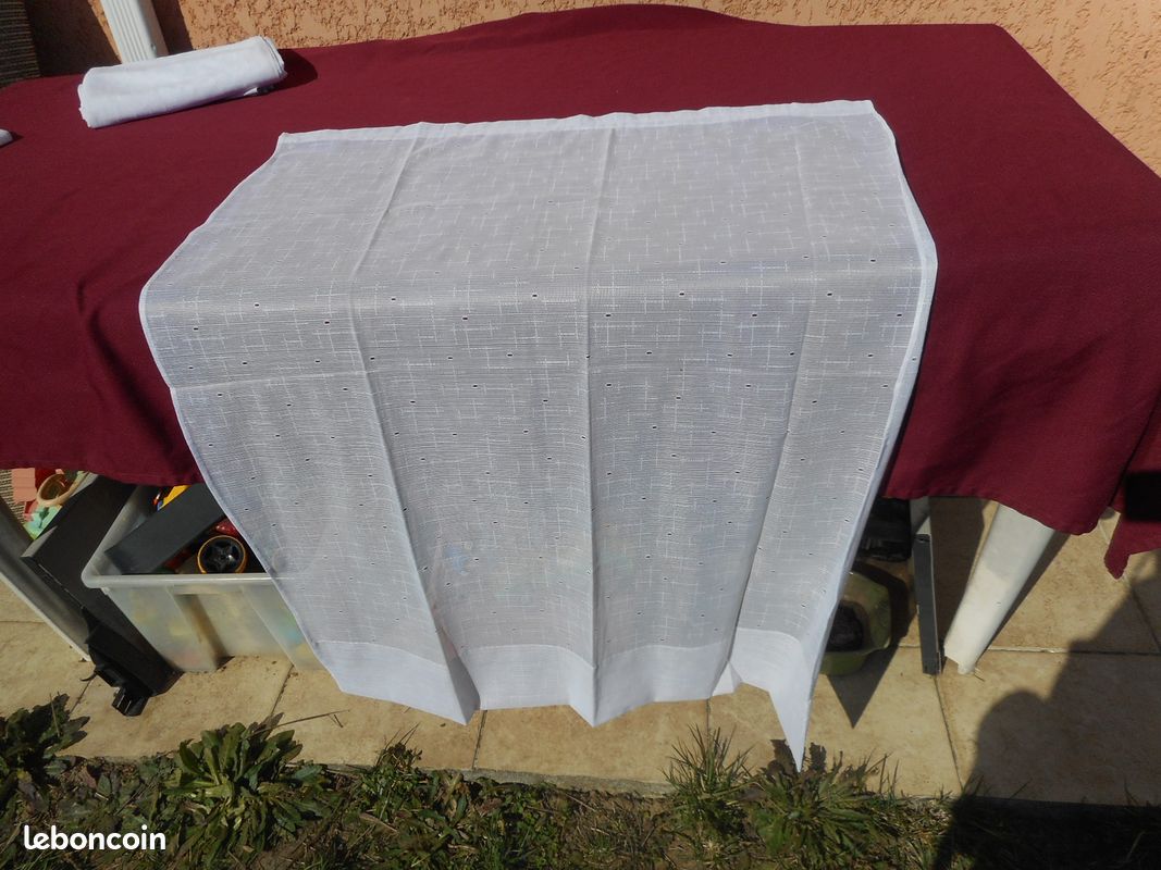 1 rideau blanc 83x116 cm petits ronds (image 1)