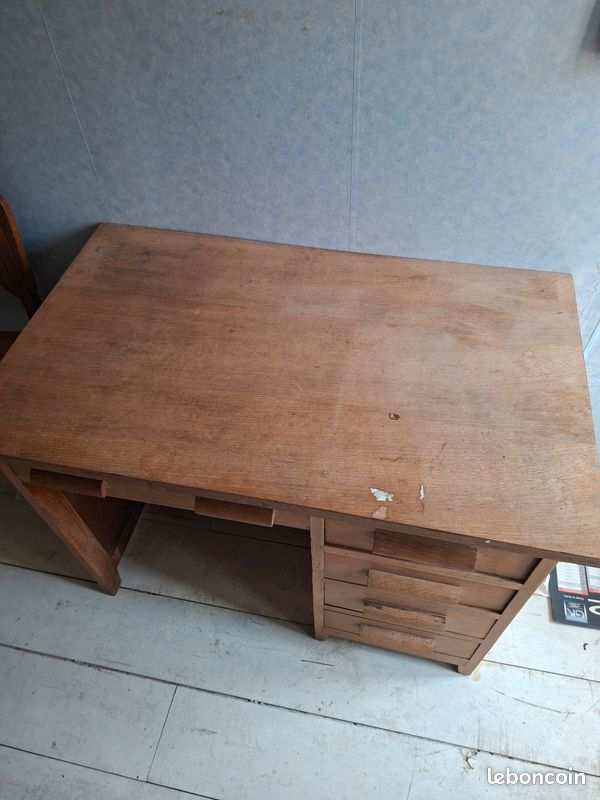 Bureau ancien bois naturel (image 4)