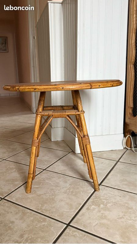 Table basse rotin vintage (image 2)