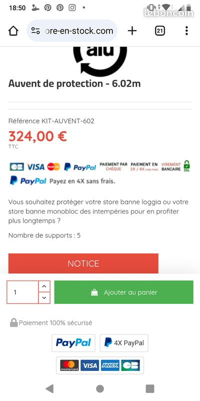 Vends capot pour store 6 m (image 3)