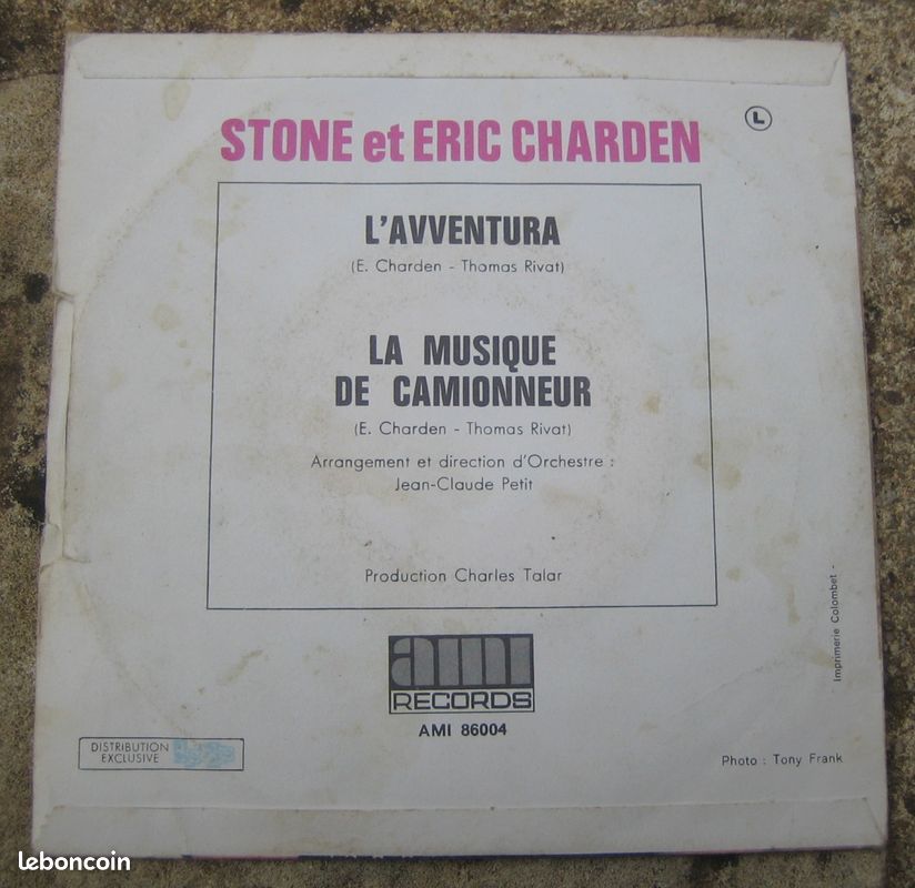 45 tours Stone Eric Charden l’Avventura (image 2)