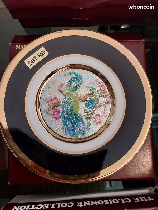 Au choix différentes petites assiettes de collection cloisonnées 24 carats Japan vintage 70 (image 4)