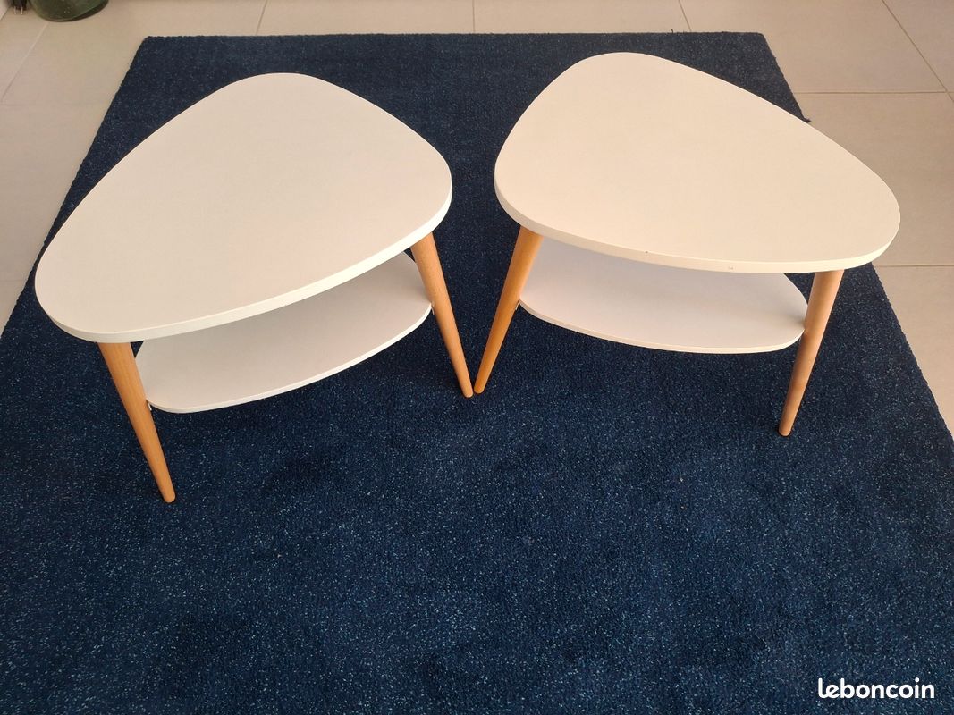 Lot 2 Tables de chevet ou d'appoint scandinave blanc (image 1)