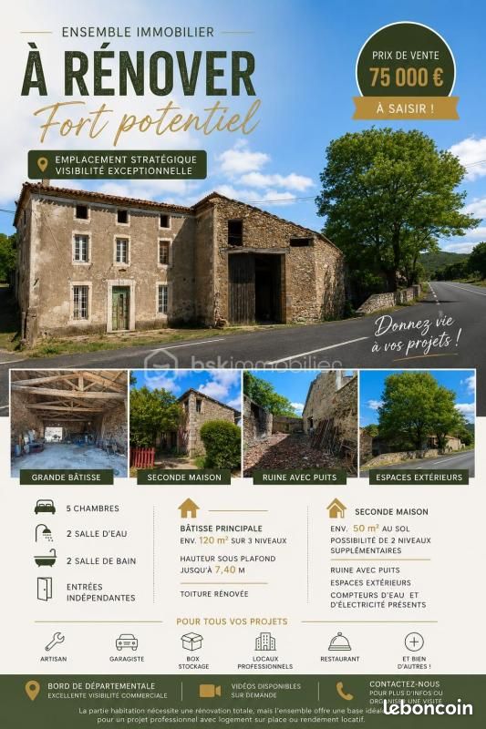 Maison 6 pièces 275 m² · à Pardailhan · 275 m² · 75 000 €