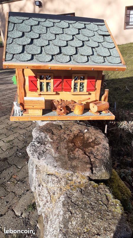 Boîte Aux Lettres Artisanale Chalet, Fait Main, Bois Et Béton, Beige, Résistant Intempéries