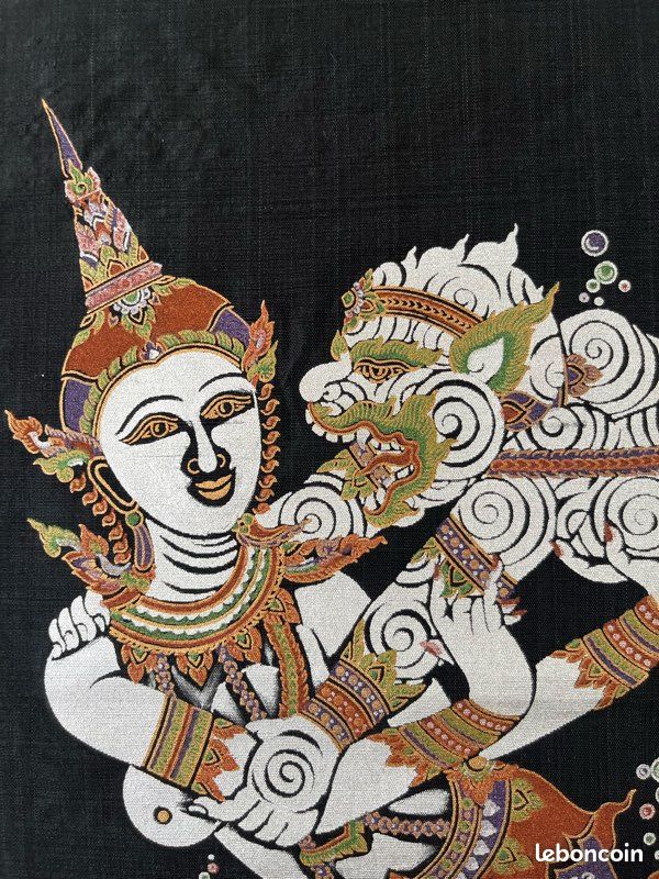 Tenture murale divinité et dragon mythique style thaï / balinais (image 2)