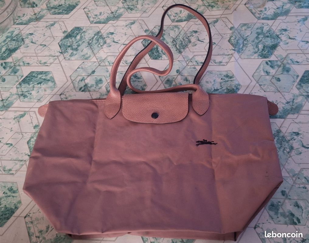 Beau sac Longchamp pliage authentique taille L rose sherry flamant (image 11)