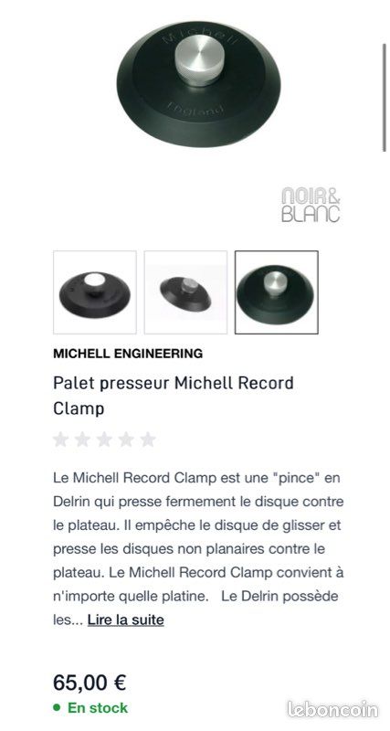 Palet presseur MICHELL pour platine vinyle - Photo, audio & vidéo