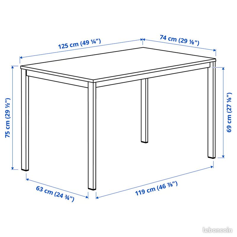 Ensemble Table VIHALS + 4 chaises BUSLATT - IKEA - Blanc - TBE (image 9)