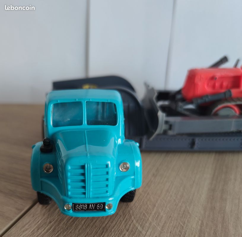 Berliet Tracteur TBO 15 Gris Bleu + Remorque Porte-voiture Orange – Norev, Occasion
