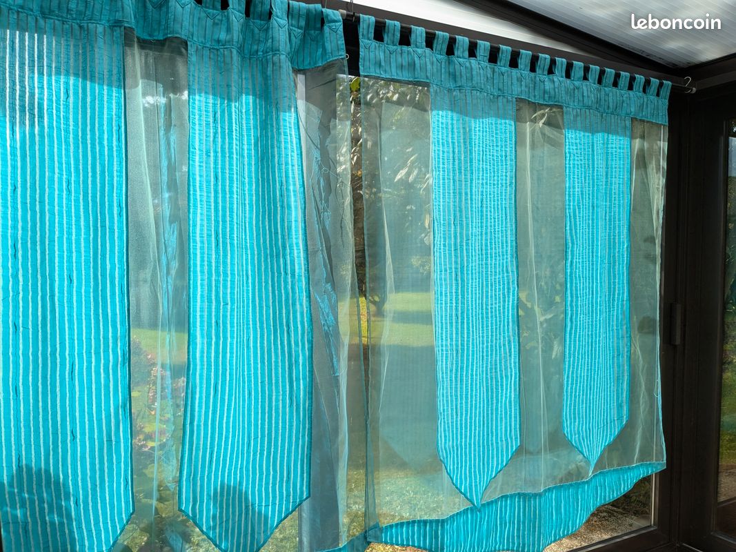 Rideau voilage store turquoise (image 1)