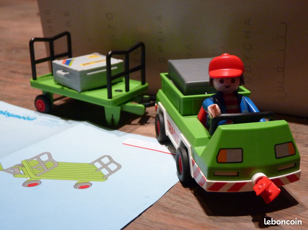 Lot PLAYMOBIL Vintage Aéroport - Chariot & Ouvrier Maintenance Du Set 3197 (2001)