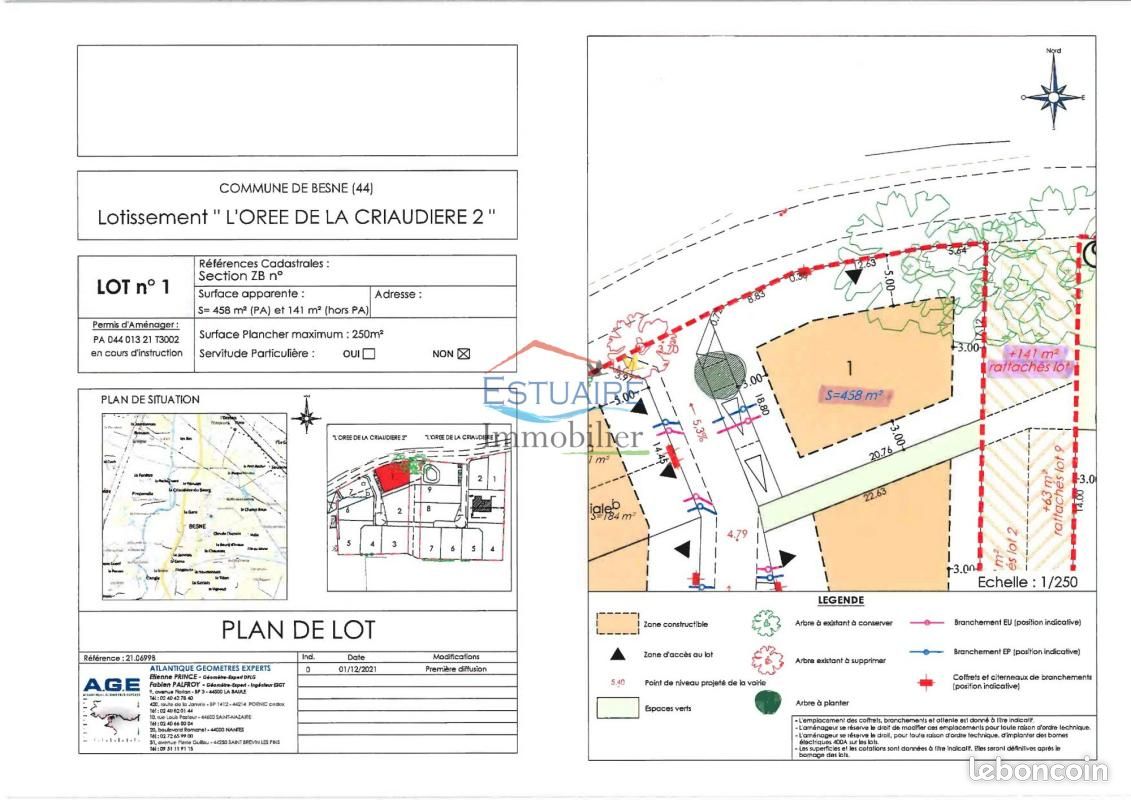 Terrain 599 m² Besne · à Besné · 96 900 €