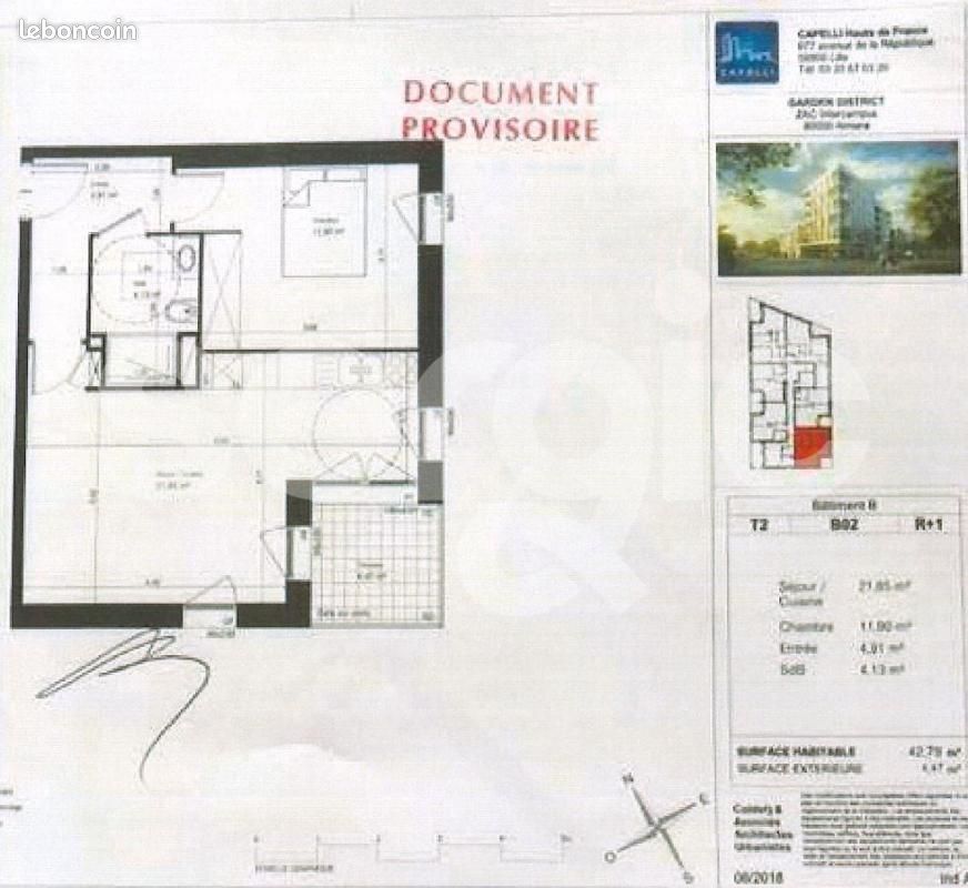 Appartement 2 pièces 42 m² · à Amiens · 42 m² · 738 €/mois