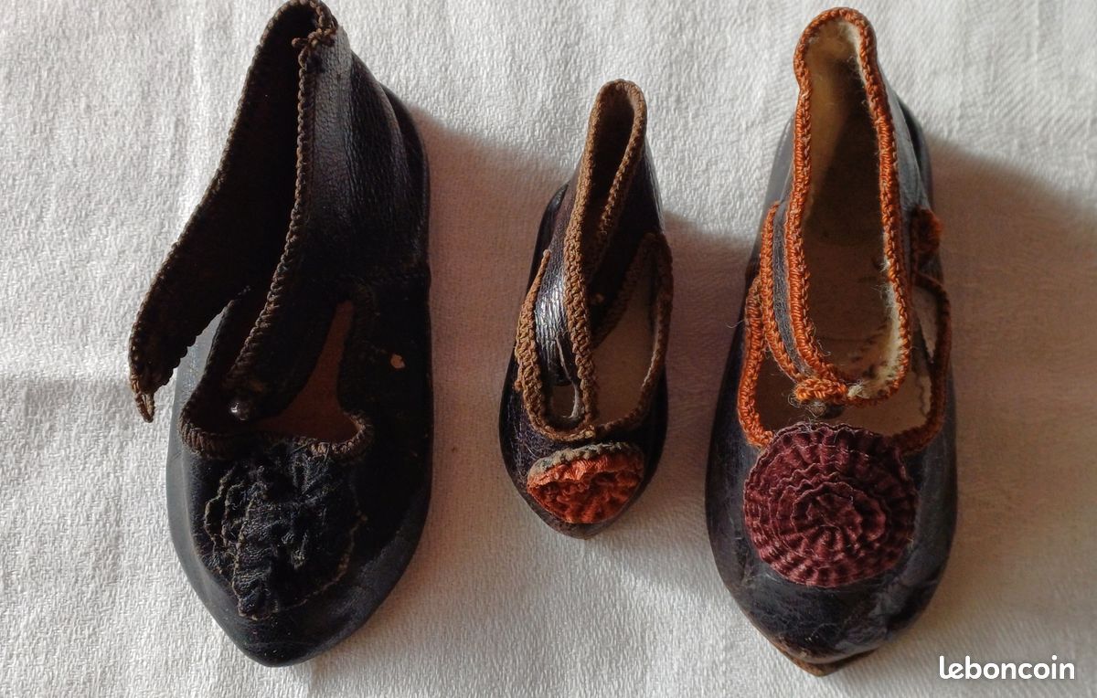 Chaussures De Poupée Ancienne Kestner – Miniature Vintage Pour Collection