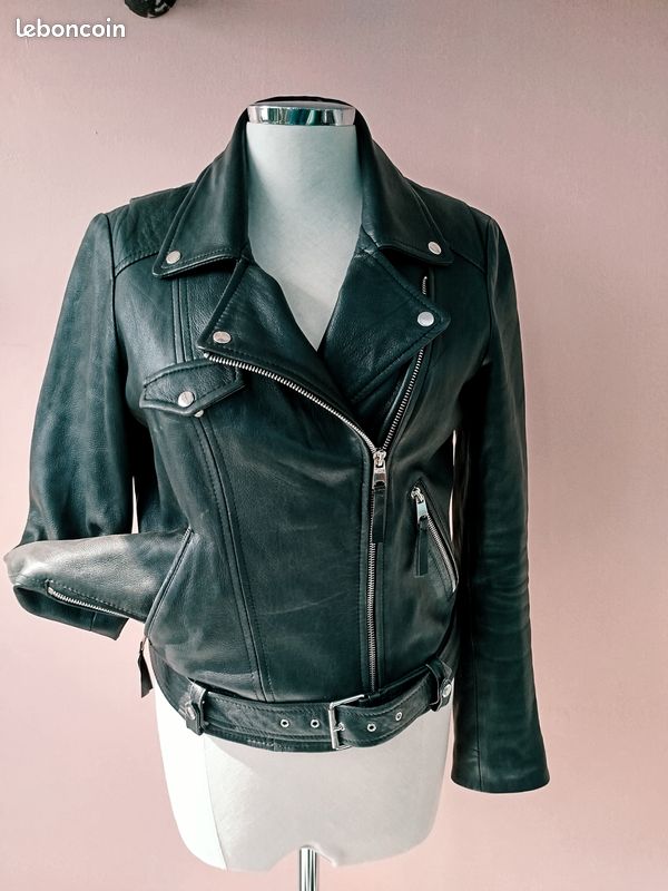 Blouson Perfecto Zara Femme - Taille M - Noir - Faux Cuir - Très Bon état