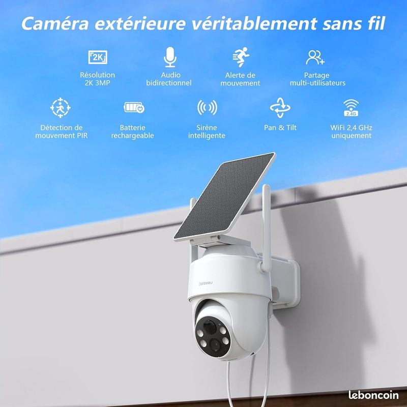 GALAYOU 2K 3MP Camera Surveillance WiFi Exterieure sans Fil Panneau Solaire (image 7)