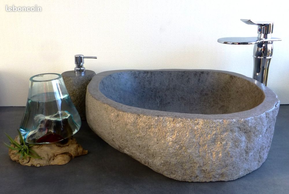 Lavabo Vasque En Pierre Naturelle - Granit - Environ 45cm - Choix Sur Photos